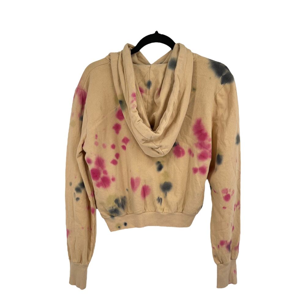 AFRM sweatshirt crop hoodie tie dye cotton tan X-Small XS - Picture 3 of 4